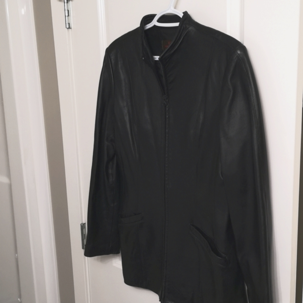 Danier Italian Leather Zip Up Tunic Length Fall Jacket Size S Buttery Soft - Picture 2 of 15